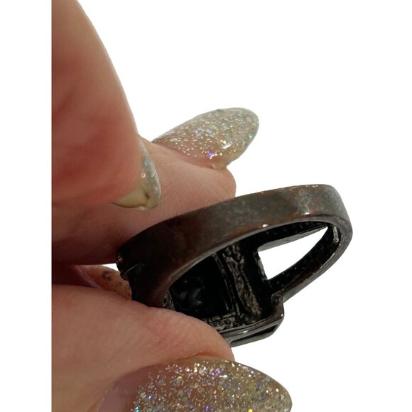 Fashion Jewelry Women’s Ring 6 Faux Square Black Princess Cut Faceted Crystals - Picture 10 of 17